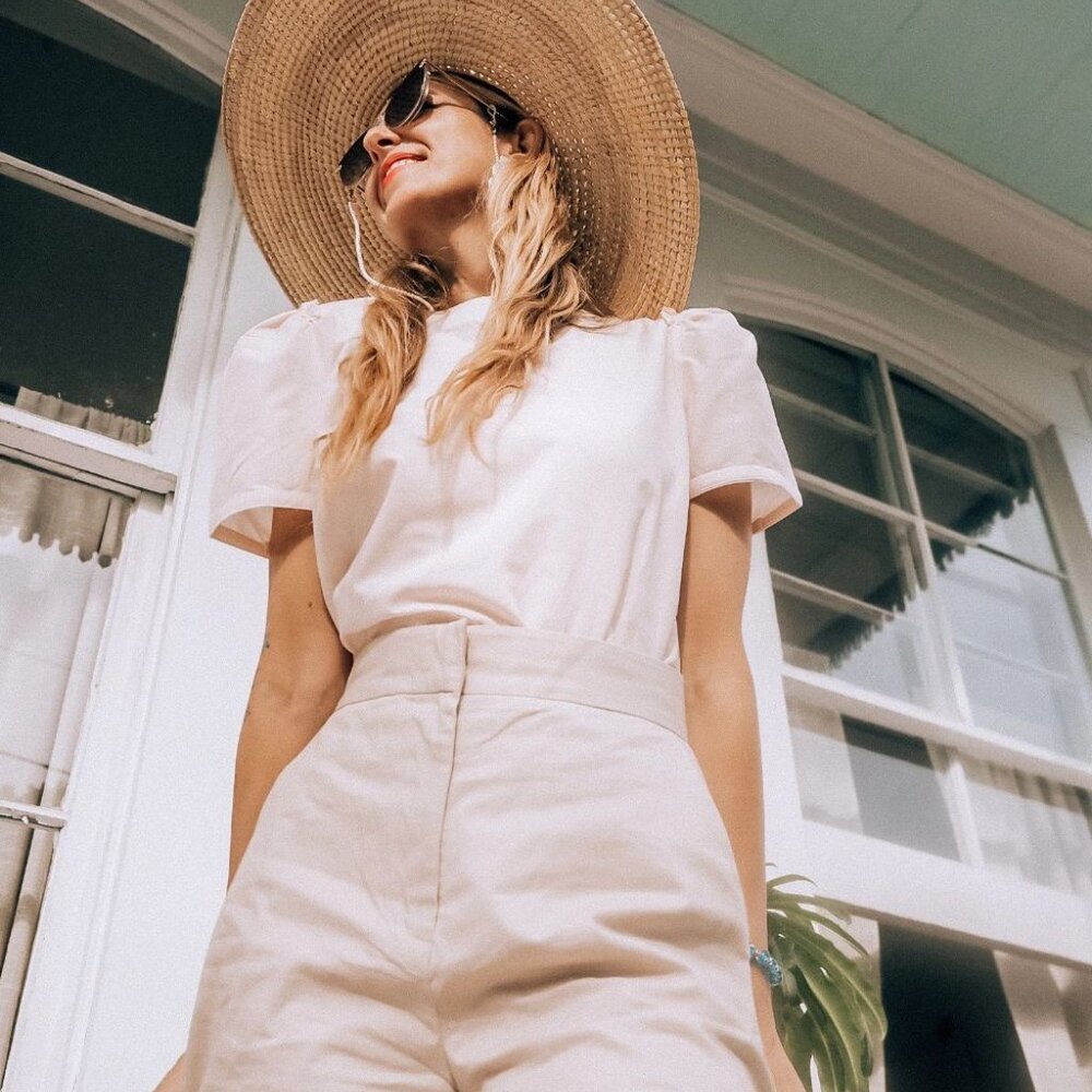 Souk Indigo Jane Puff Sleeve Blouse Cotton Silk Soft Pink Size Medium NEW NWT - Picture 11 of 11
